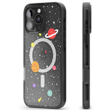 iPhone 16 Pro Max Cute Cartoon Planets (Clear) Black Impact Phone Case