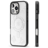 iPhone 16 Pro Max White Butterfly Line Pattern Black Impact Phone Case