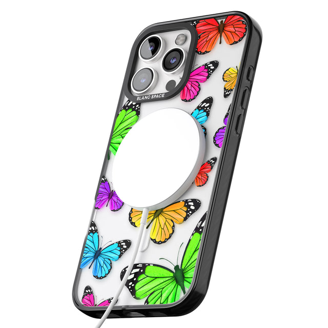 iPhone 16 Pro Max Vibrant Butterflies Black Impact Phone Case