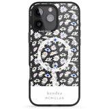 iPhone 16 Pro Max Personalised Grey & White Daisies Floral Design Black Impact Phone Case