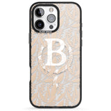 iPhone 16 Pro Max Personalised Subtle Monogram Abstract Floral Black Impact Phone Case