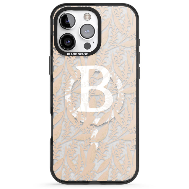 iPhone 16 Pro Max Personalised Subtle Monogram Abstract Floral Black Impact Phone Case