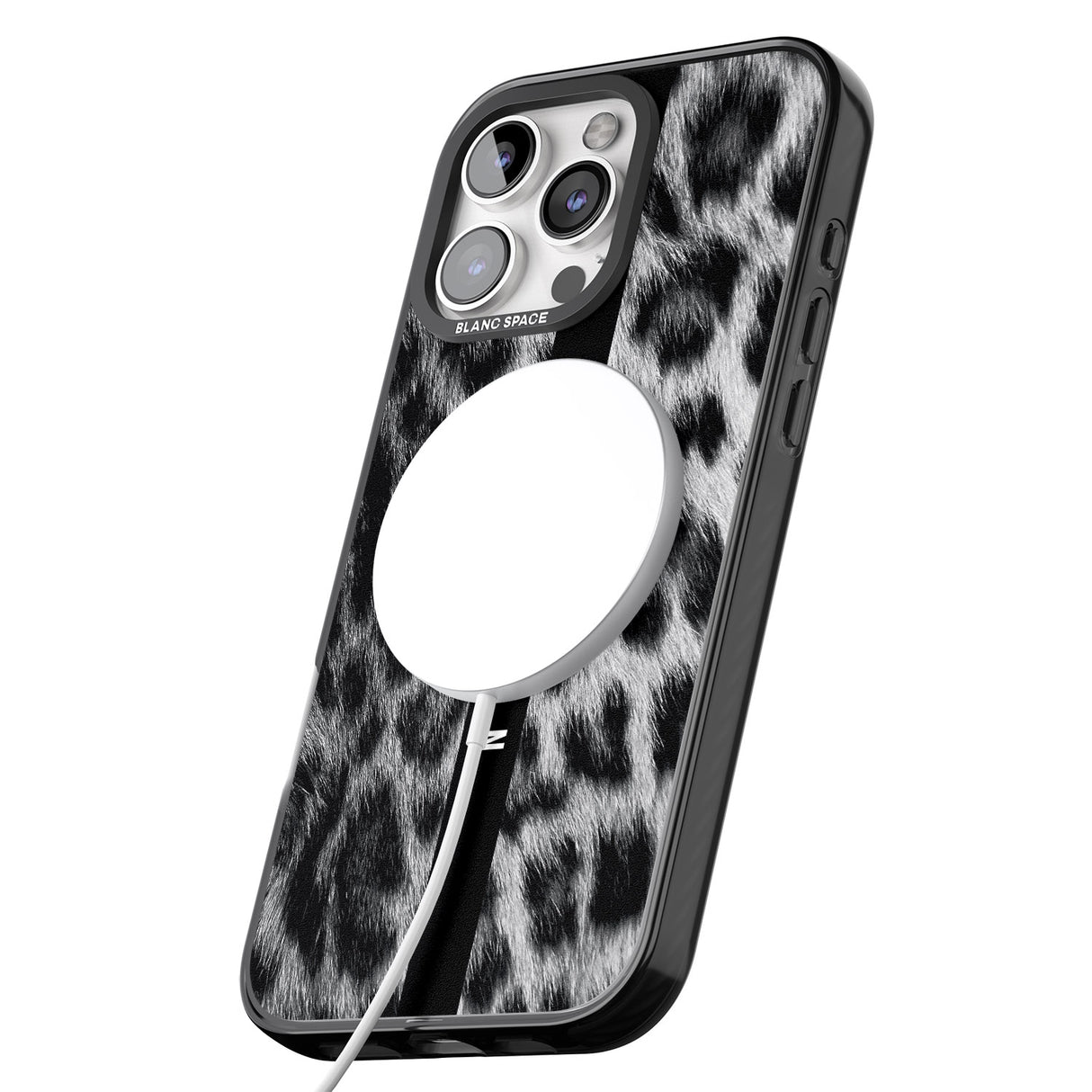 iPhone 16 Pro Max Personalised Snow Leopard Print Black Impact Phone Case