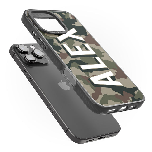 iPhone 16 Pro Max Personalised Classic Green Camo Black Impact Phone Case