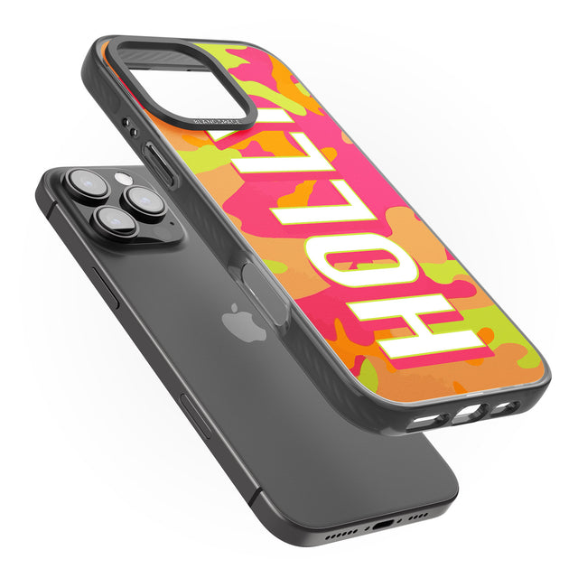 iPhone 16 Pro Max Personalised Colourful Neon Camo Black Impact Phone Case