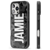 iPhone 16 Pro Max Personalised Vertical Name Black Camouflage Black Impact Phone Case