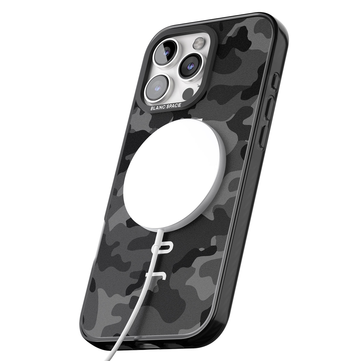 iPhone 16 Pro Max Personalised Small Vertical Name Black Camouflage Black Impact Phone Case