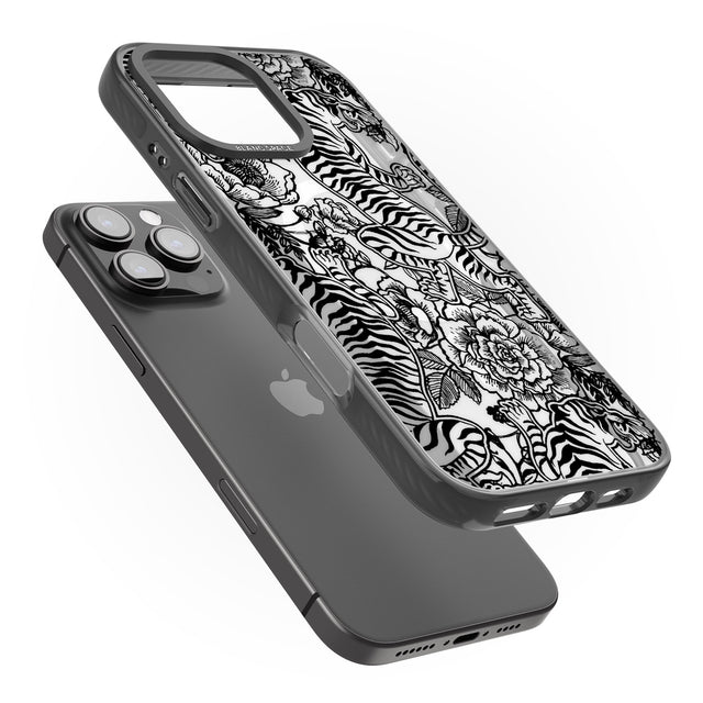 iPhone 16 Pro Max Personalised Chinese Tiger Pattern Black Impact Phone Case