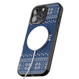 iPhone 16 Pro Max Personalised Blue Christmas Knitted Jumper Black Impact Phone Case