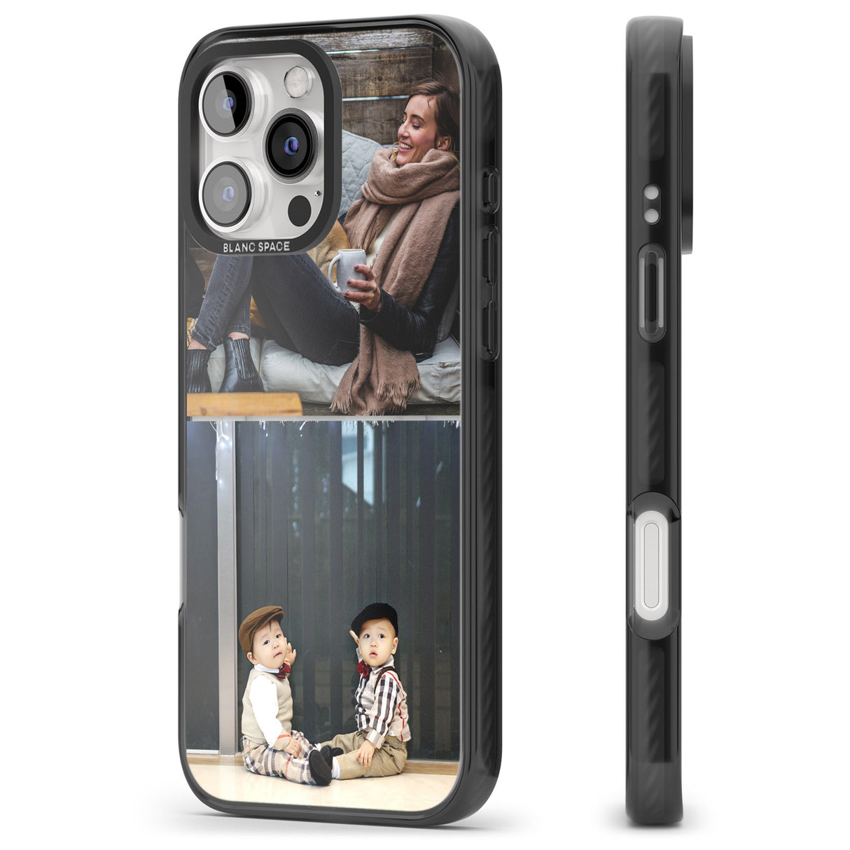 iPhone 16 Pro Max Personalised 2 Photo Grid Black Impact Phone Case