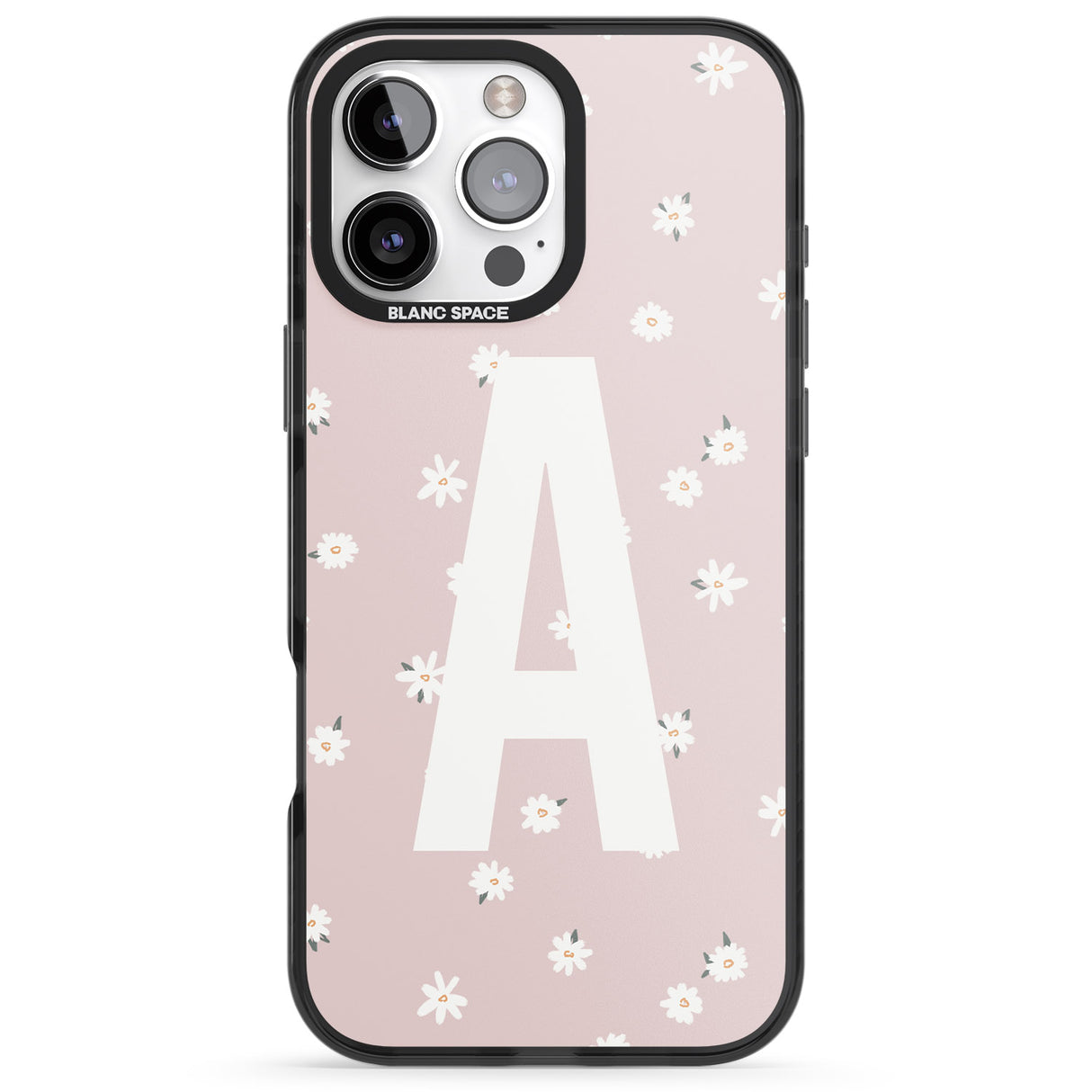 iPhone 16 Pro Max Personalised Pink Daisy Personalised Black Impact Phone Case