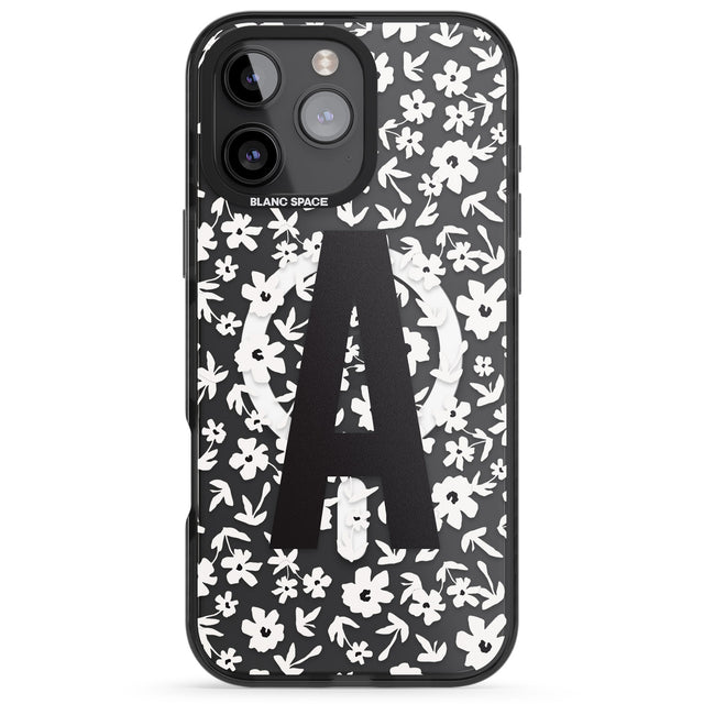 iPhone 16 Pro Max Personalised Floral Pattern Personalised Black Impact Phone Case