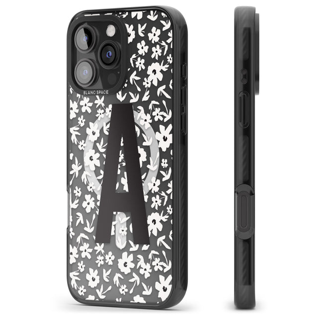 iPhone 16 Pro Max Personalised Floral Pattern Personalised Black Impact Phone Case