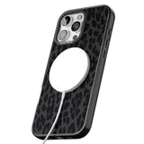 iPhone 16 Pro Max Personalised Small Pink Leopard Monogram Black Impact Phone Case