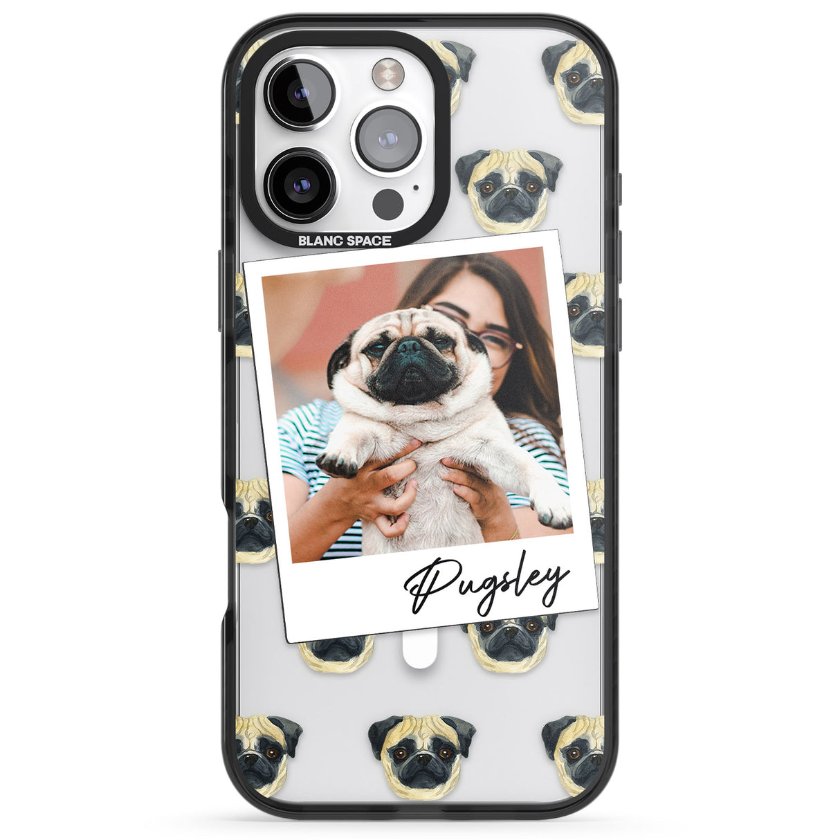 iPhone 16 Pro Max Personalised Pug - Dog Photo Black Impact Phone Case