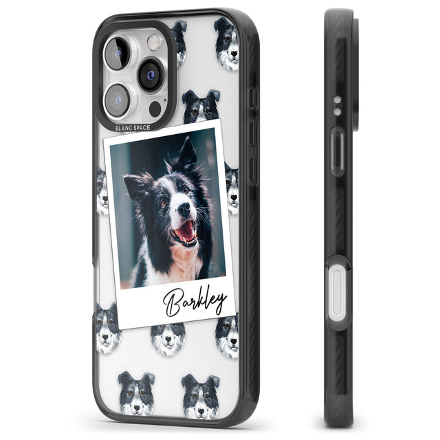 iPhone 16 Pro Max Personalised Border Collie - Dog Photo Black Impact Phone Case