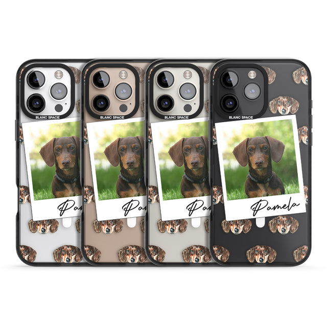 iPhone 16 Pro Max Personalised Dachshund, Brown - Dog Photo Black Impact Phone Case