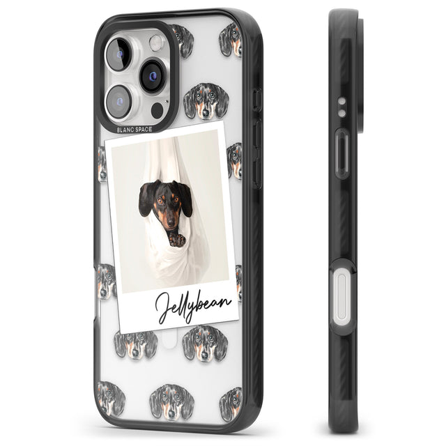 iPhone 16 Pro Max Personalised Dachshund, Black- Dog Photo Black Impact Phone Case