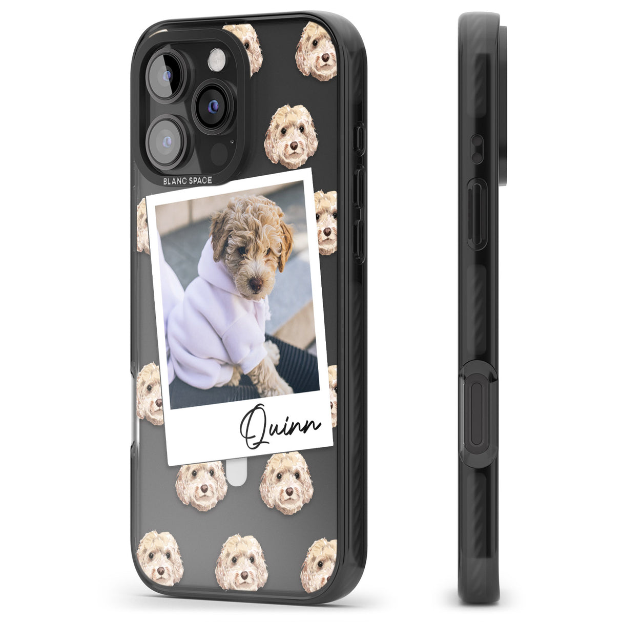 iPhone 16 Pro Max Personalised Cockapoo, Cream - Dog Photo Black Impact Phone Case