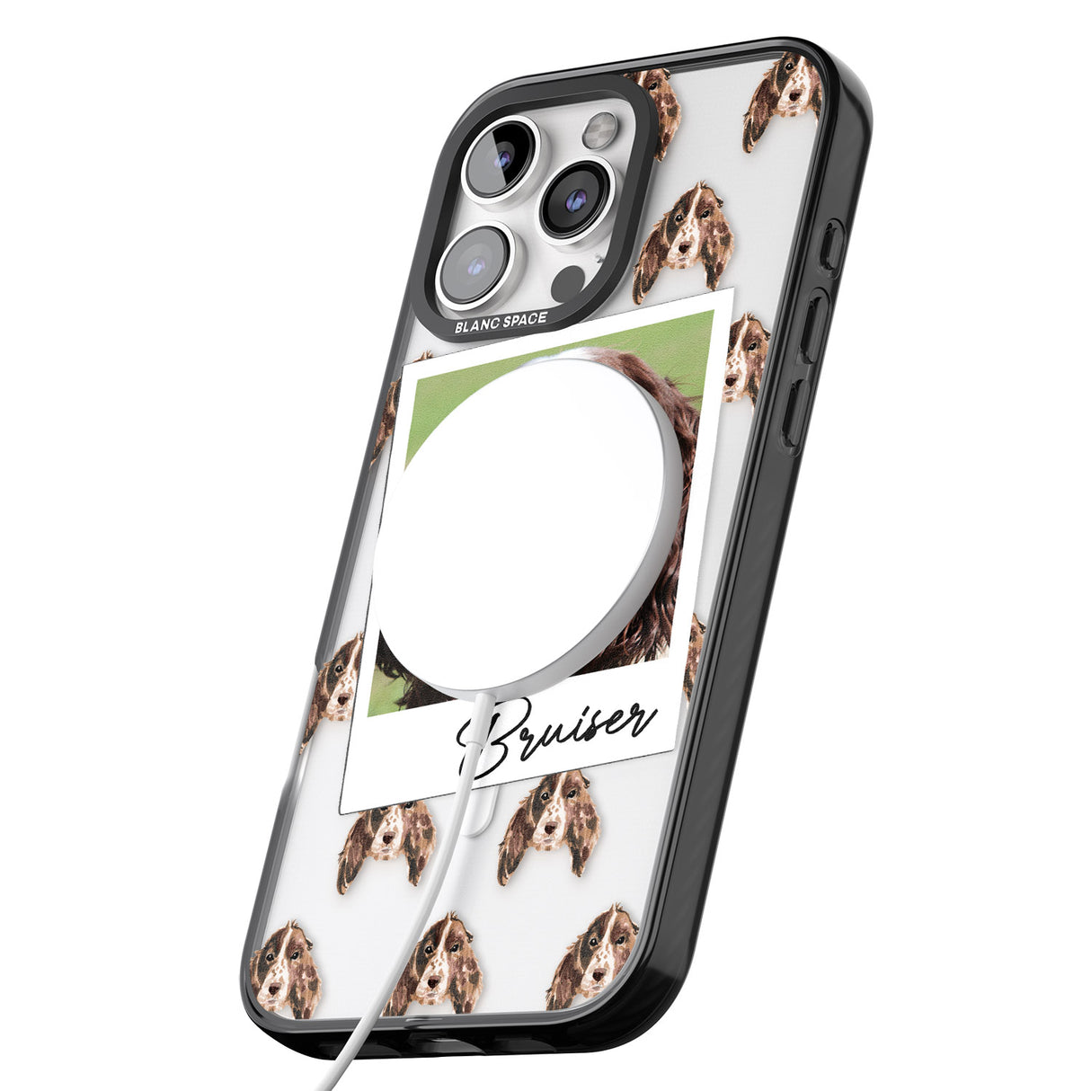 iPhone 16 Pro Max Personalised Springer Spaniel - Dog Photo Black Impact Phone Case