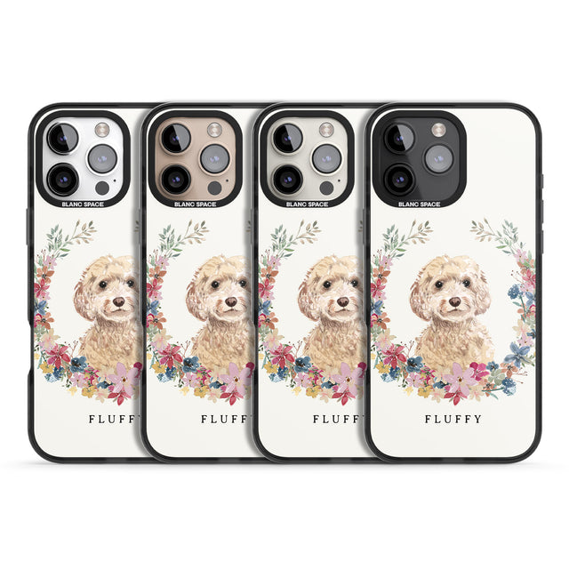 iPhone 16 Pro Max Personalised Champagne Cockapoo - Watercolour Dog Portrait Black Impact Phone Case