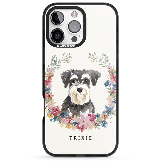 iPhone 16 Pro Max Personalised Miniature Schnauzer - Watercolour Dog Portrait Black Impact Phone Case