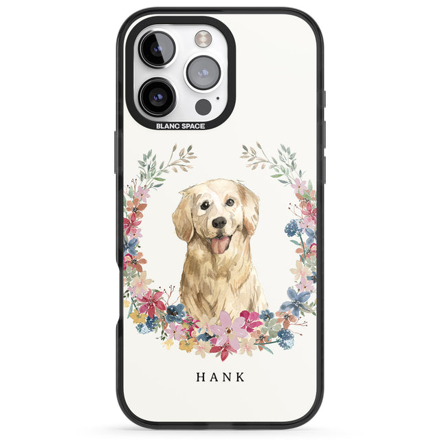 iPhone 16 Pro Max Personalised Golden Retriever - Watercolour Dog Portrait Black Impact Phone Case