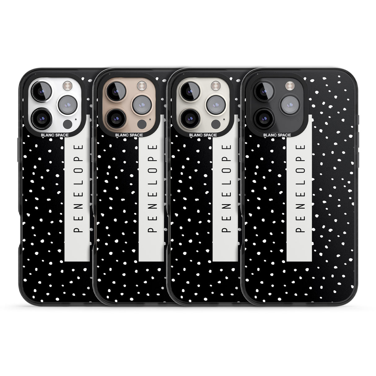 iPhone 16 Pro Max Personalised Black Dots Black Impact Phone Case