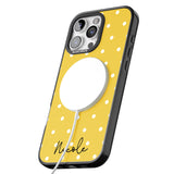 iPhone 16 Pro Max Personalised Yellow Polka Dot Black Impact Phone Case