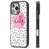 iPhone 16 Pro Max Personalised Pink Circle & Dots Black Impact Phone Case