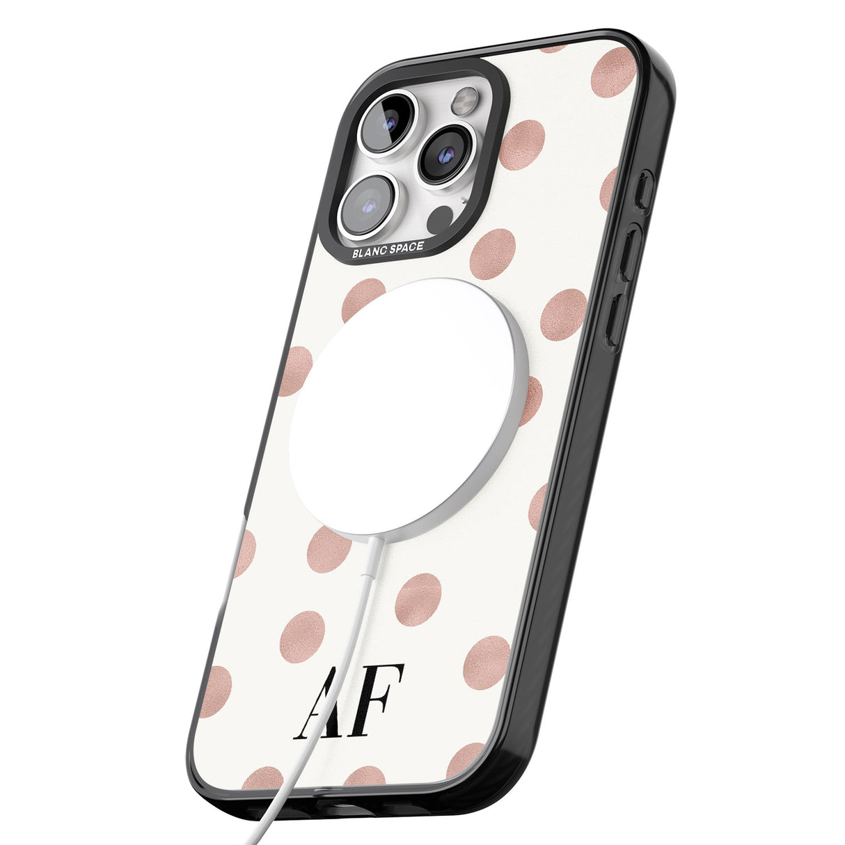 iPhone 16 Pro Max Personalised Initials & Dots Black Impact Phone Case