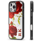 iPhone 16 Pro Max Personalised Clear Vintage Floral Red Roses Black Impact Phone Case