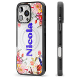 iPhone 16 Pro Max Personalised Text with Floral Borders Black Impact Phone Case