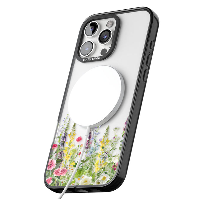 Personalised Garden Wildfowers Black Impact Magsafe Phone Case for iPhone 16 Pro, iPhone 16 Pro Max