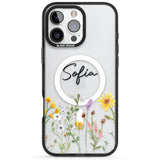 Personalised April Wildfowers Black Impact Magsafe Phone Case for iPhone 16 Pro, iPhone 16 Pro Max