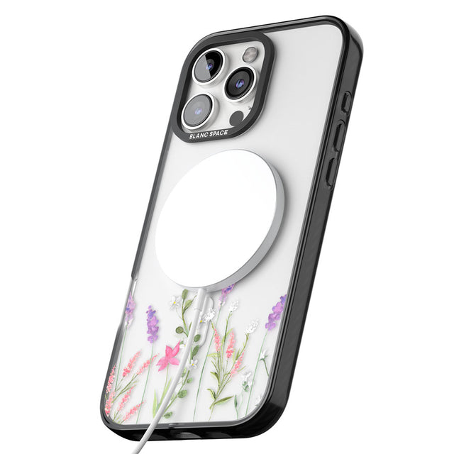 Personalised Lavender Wildflowers Black Impact Magsafe Phone Case for iPhone 16 Pro, iPhone 16 Pro Max