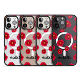 iPhone 16 Pro Max Personalised Red Peonies & Cursive Black Impact Phone Case