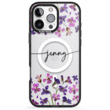 iPhone 16 Pro Max Personalised Purple Violets Black Impact Phone Case