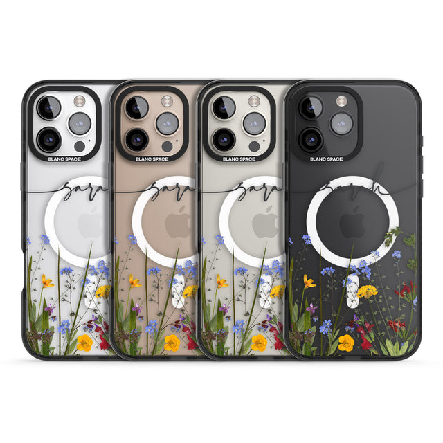 iPhone 16 Pro Max Personalised Wildflower Floral Black Impact Phone Case