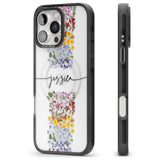 iPhone 16 Pro Max Personalised Wildflower Floral Stripe Personalised Black Impact Phone Case