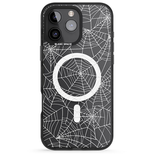 iPhone 16 Pro Max Personalised Spider Web Pattern Black Impact Phone Case