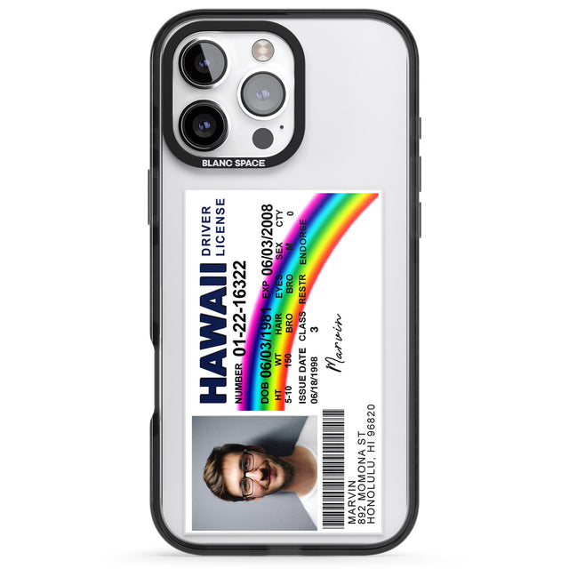 iPhone 16 Pro Max Personalised Hawaii Driving License Black Impact Phone Case