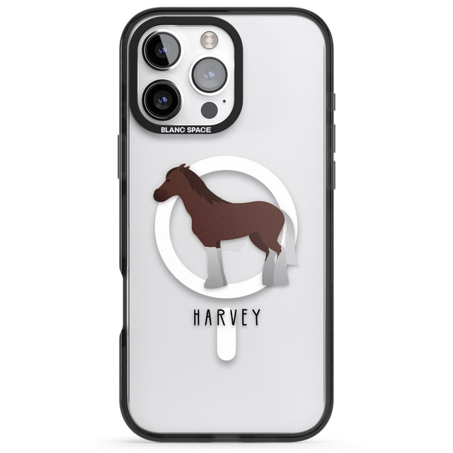 iPhone 16 Pro Max Personalised Brown Horse Black Impact Phone Case