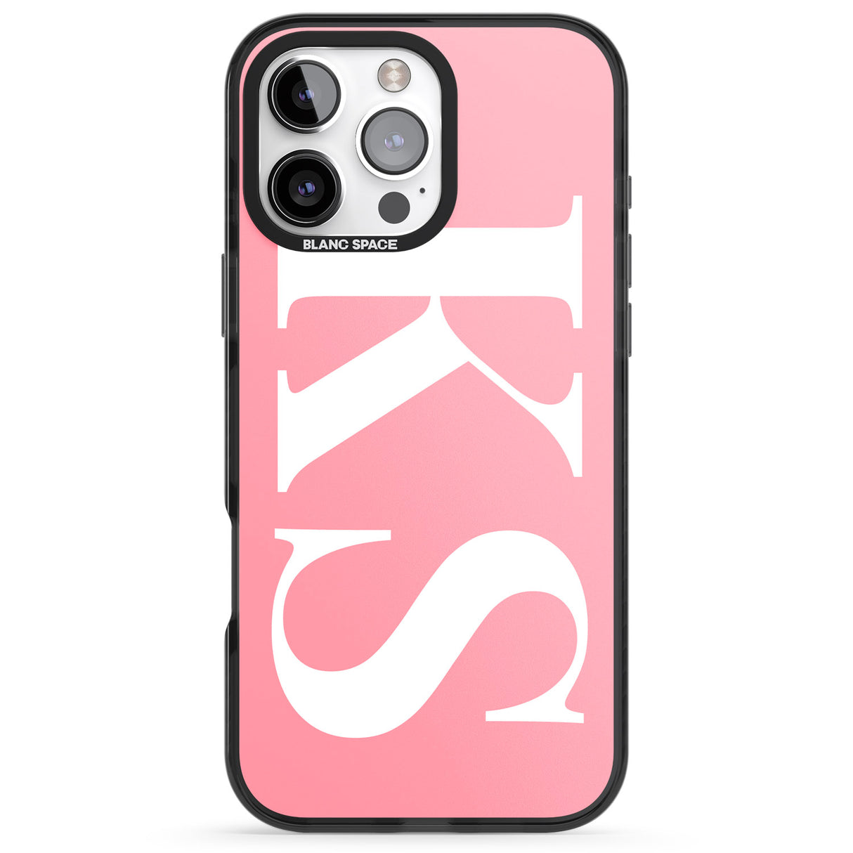 iPhone 16 Pro Max Personalised White & Pink Letters Black Impact Phone Case