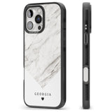 iPhone 16 Pro Max Personalised White Marble Black Impact Phone Case