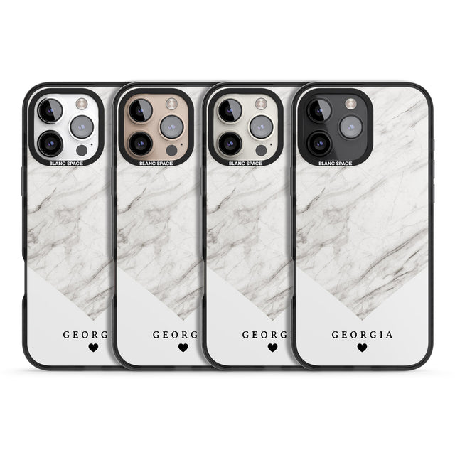 iPhone 16 Pro Max Personalised White Marble Black Impact Phone Case