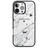 iPhone 16 Pro Max Personalised Black & White Marble Texture Black Impact Phone Case