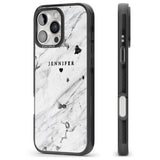 iPhone 16 Pro Max Personalised Black & White Marble Texture Black Impact Phone Case