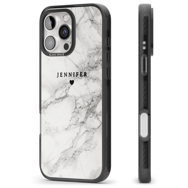 iPhone 16 Pro Max Personalised Classic Grey Marble Black Impact Phone Case