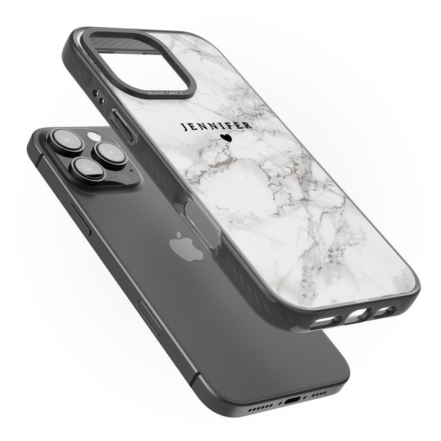 iPhone 16 Pro Max Personalised Classic Grey Marble Black Impact Phone Case